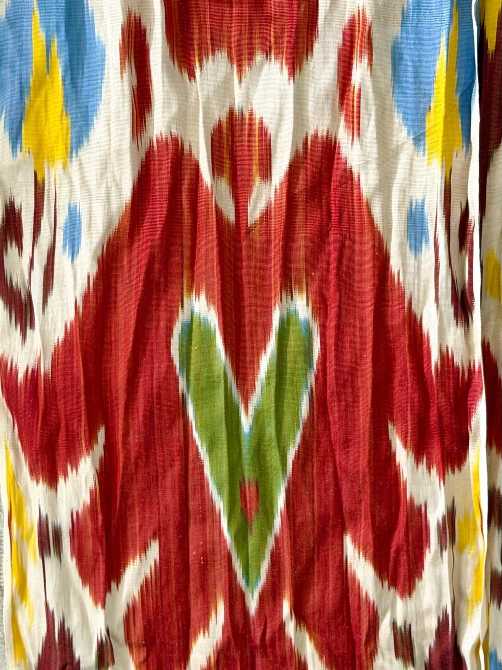 Vintage traditional handwoven Uzbek Ikat silk scarf